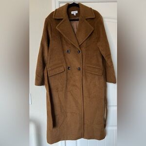 Nordstrom Women’s Brown Wool Coat, Double Breasted with Belt, NWOT